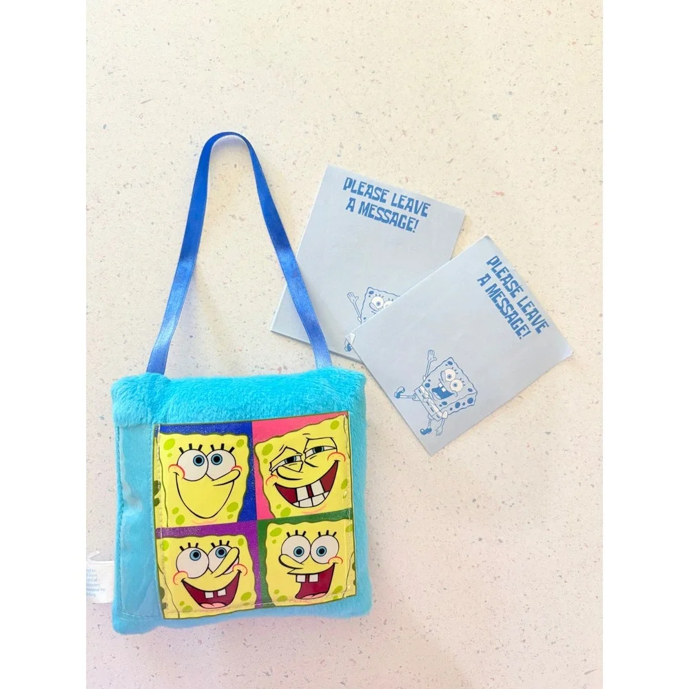 Vintage 2003 SpongeBob SquarePants Door Hanger Plush Message Pillow Blue Y2K FAB